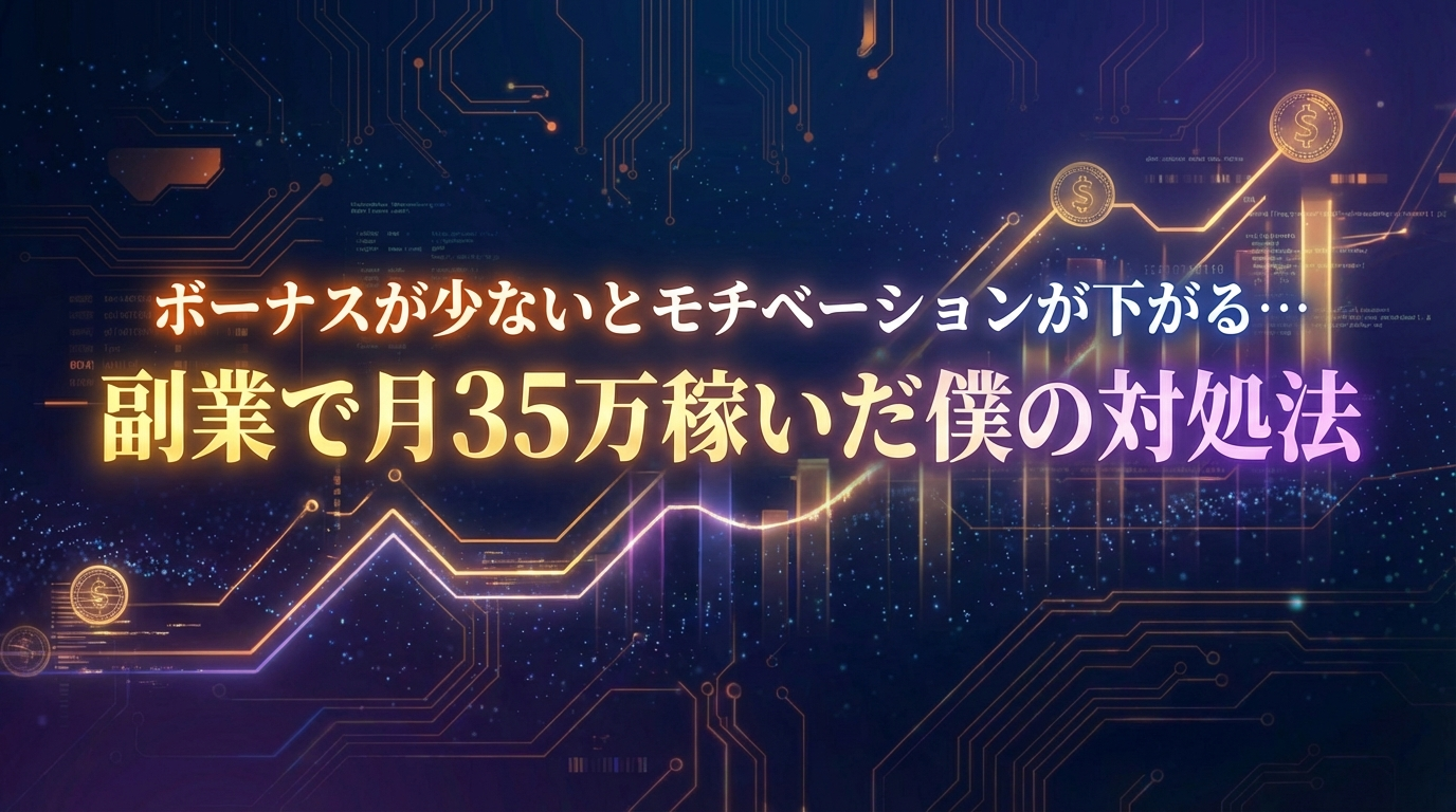 ボーナスが少ないとモチベーションが下がる… 副業で月35万稼いだ僕の対処法