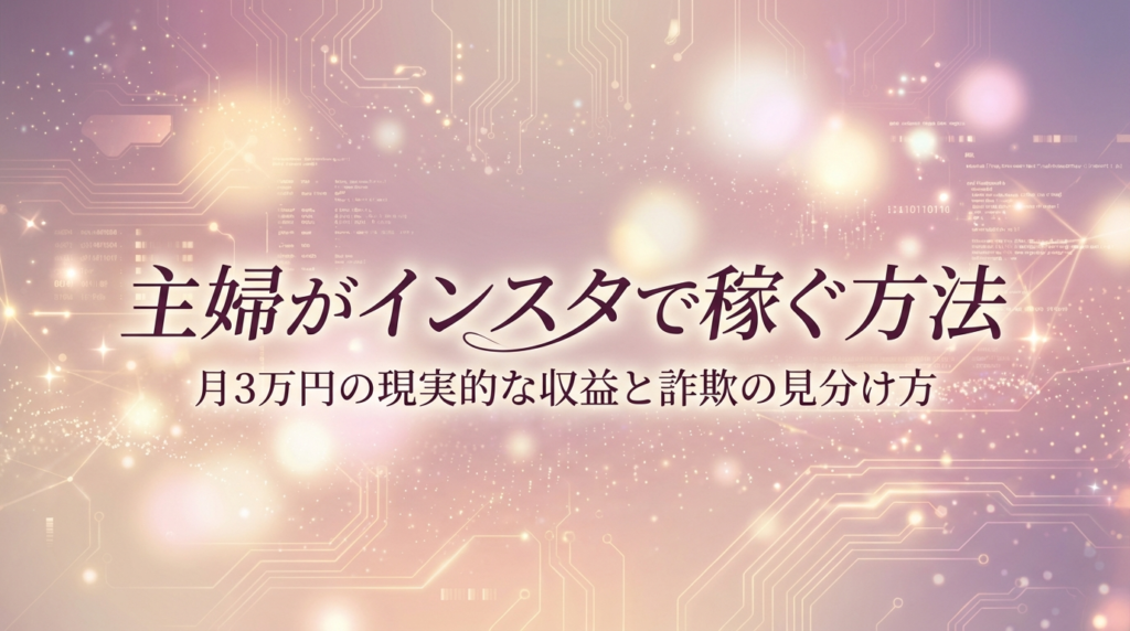 主婦がインスタで稼ぐ方法｜月3万円の現実的な収益と詐欺の見分け方