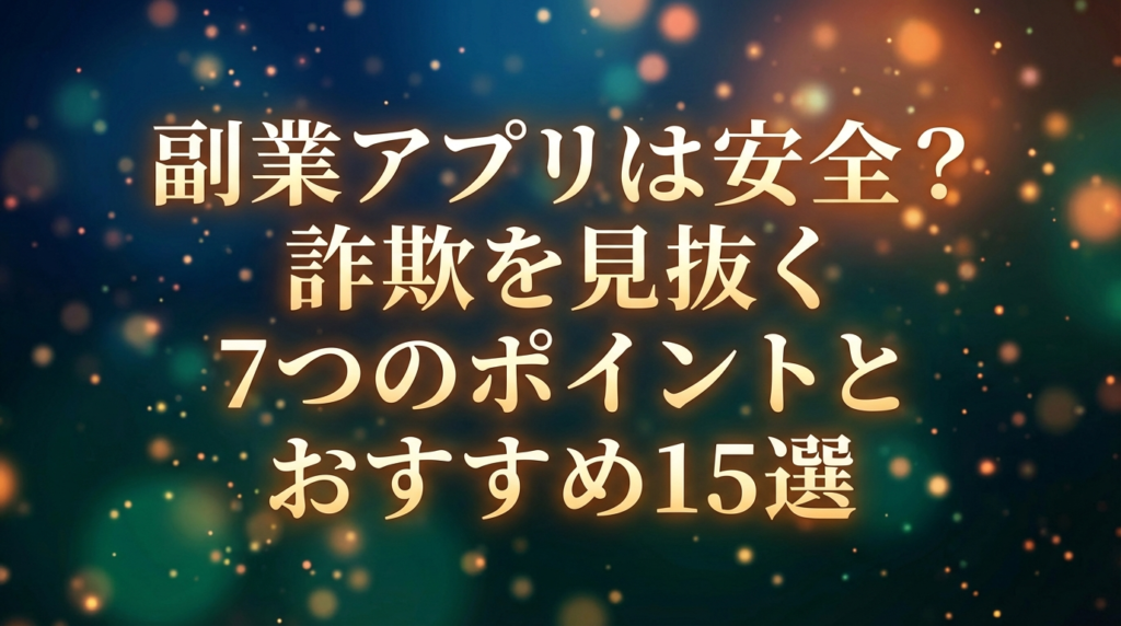 副業アプリは安全？詐欺を見抜く7つのポイントとおすすめ15選