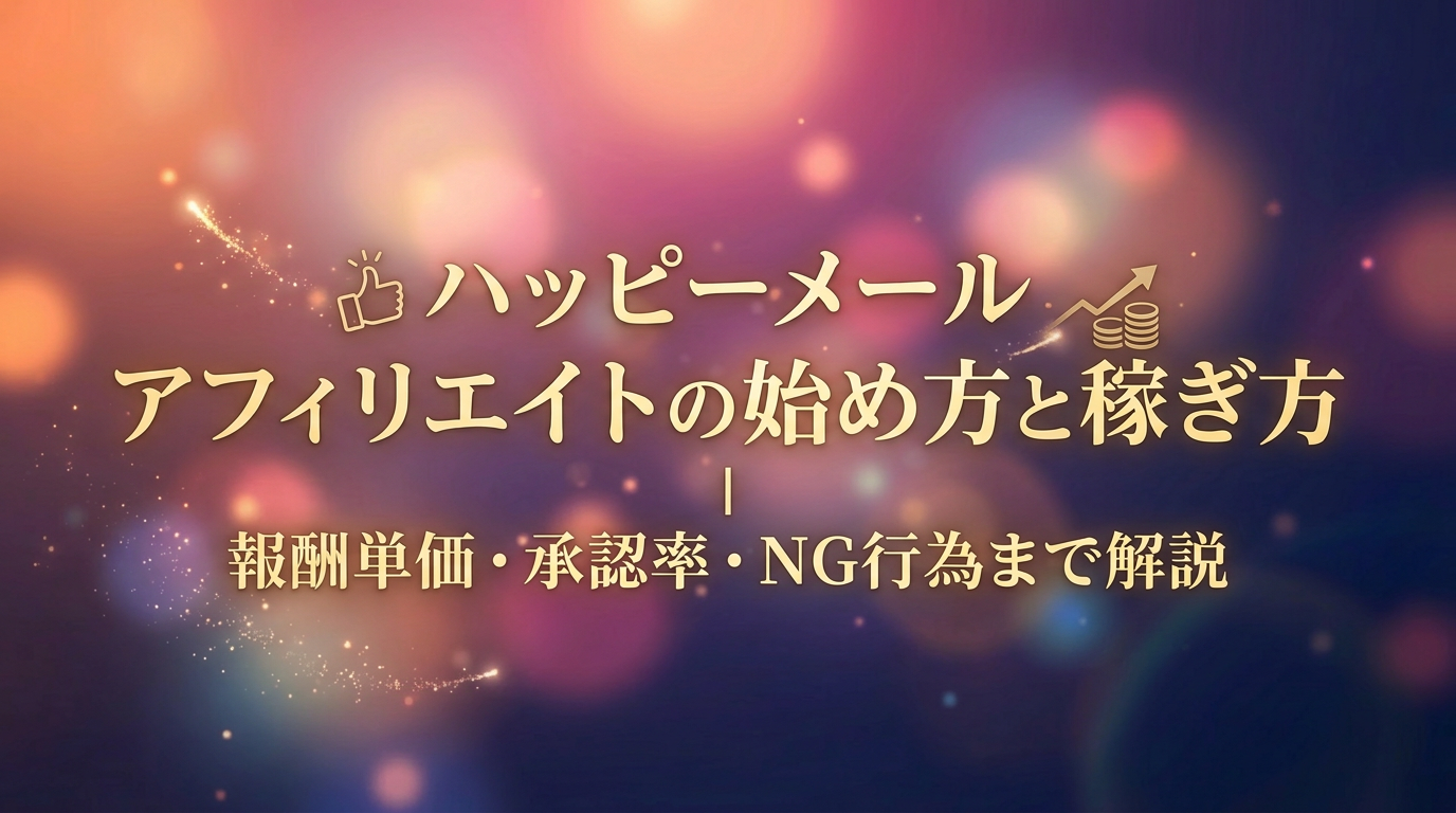 ハッピーメールアフィリエイトの始め方と稼ぎ方｜報酬単価・承認率・NG行為まで解説