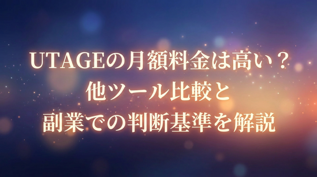 UTAGEの月額料金は高い？他ツール比較と副業での判断基準を解説